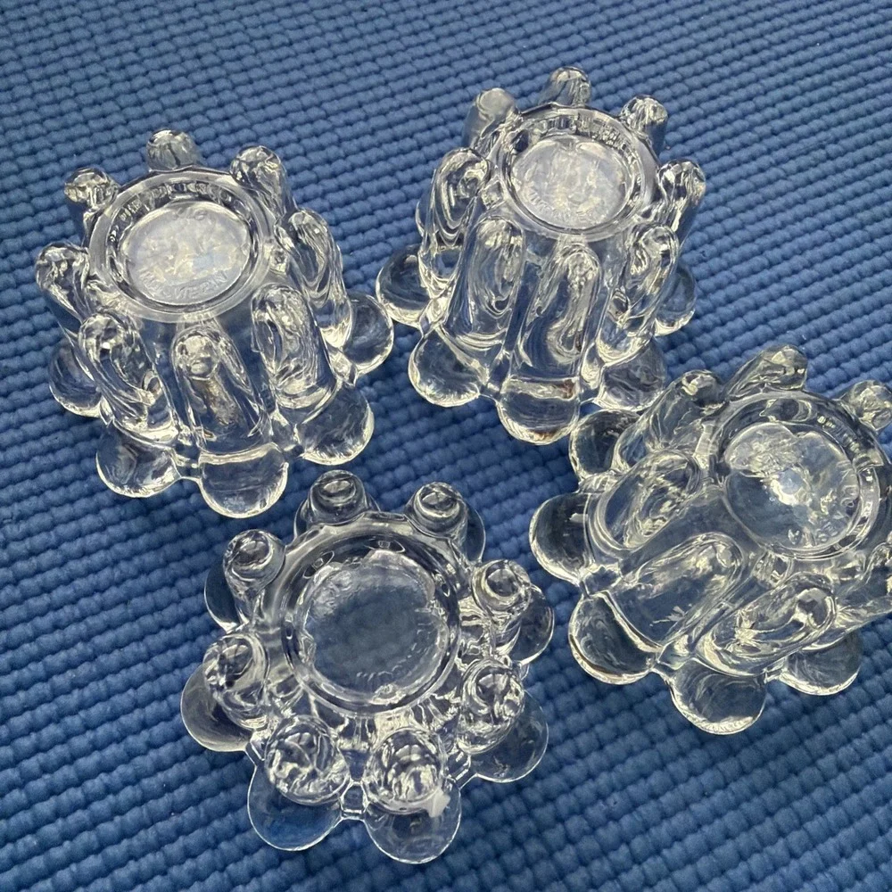Vintage set of 4 Bubble Rim Glass KIG Candle Holders Indonesia